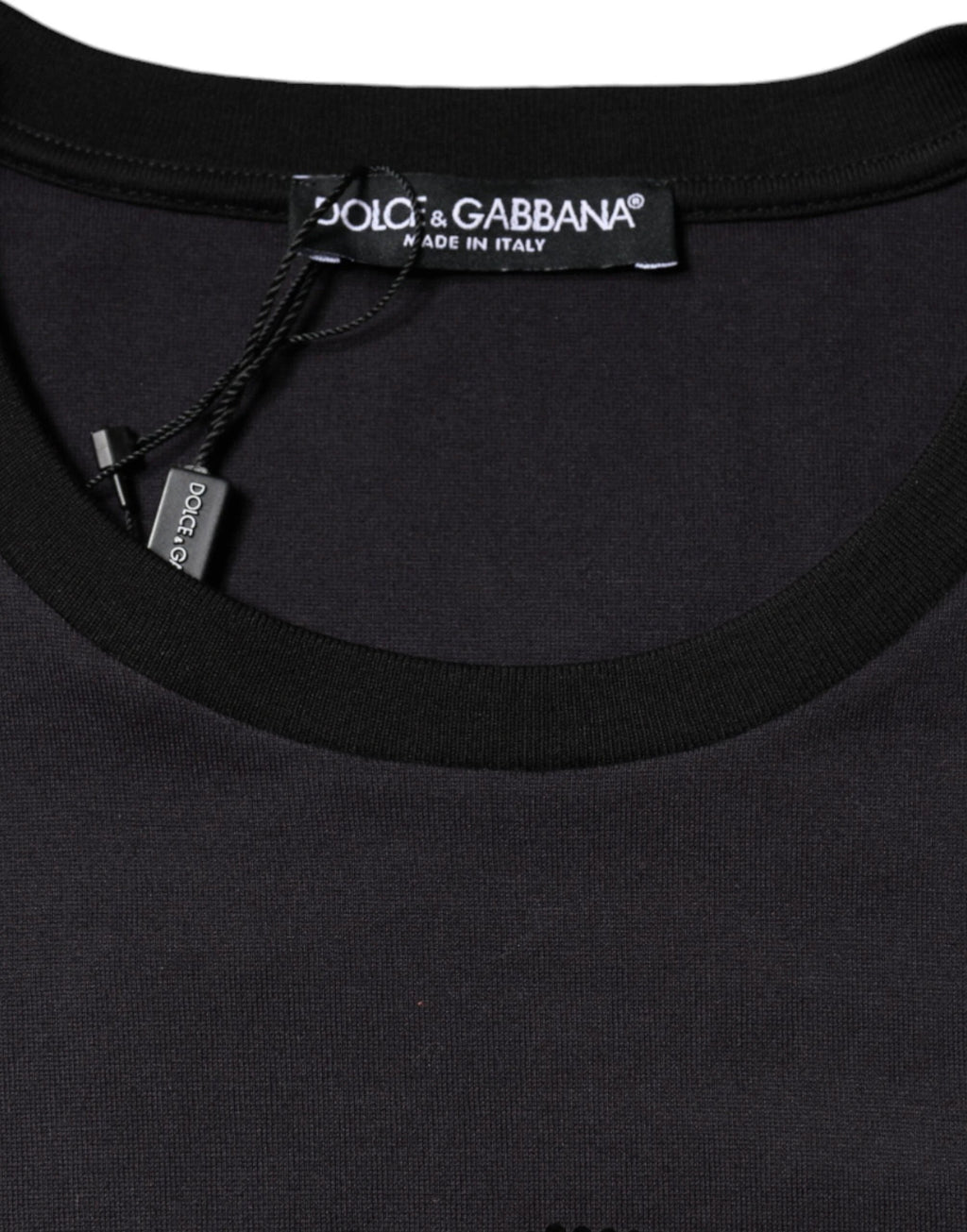 Dolce & Gabbana Black Cotton Logo Print Round Neck T-shirt by Dolce & Gabbana