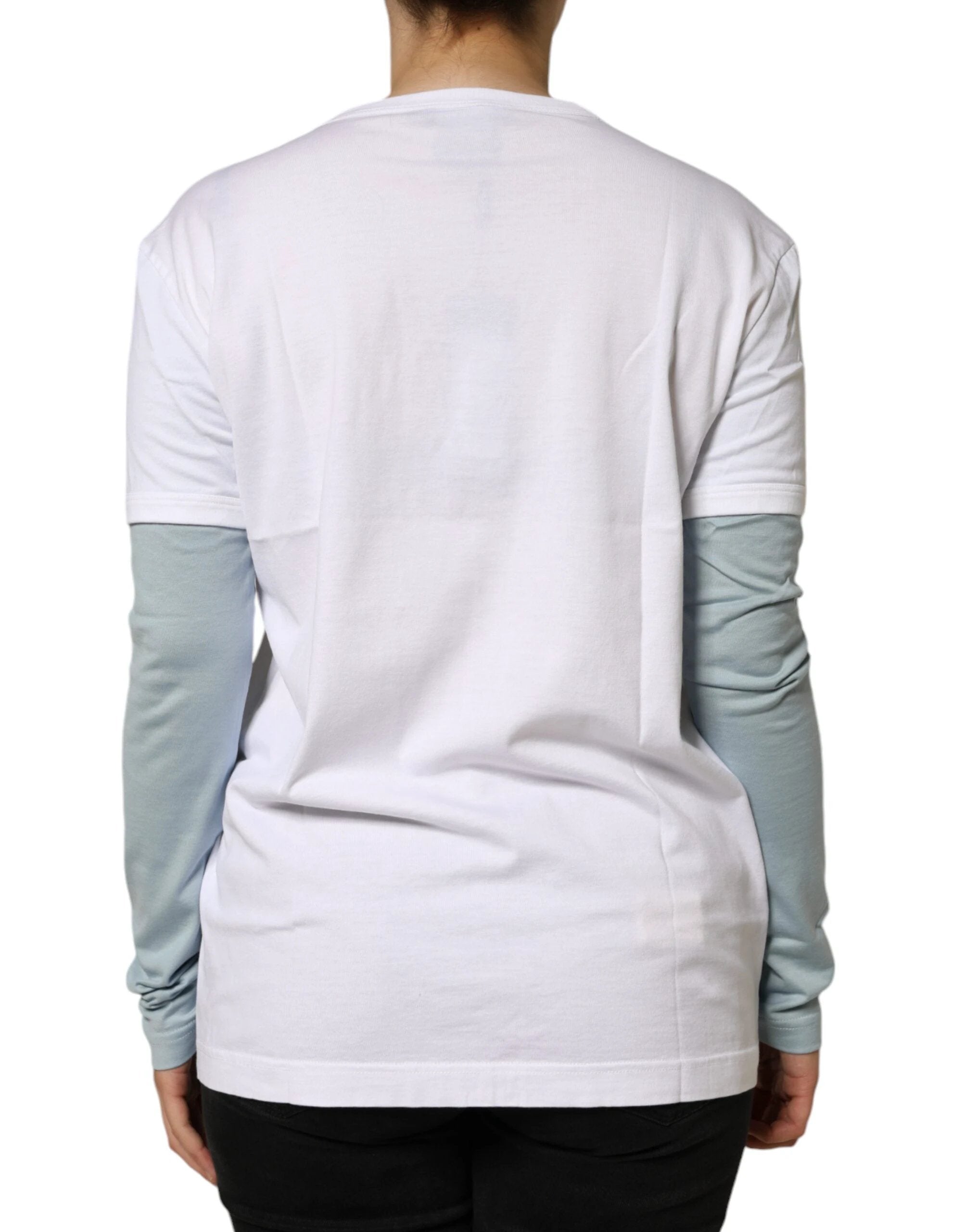 Dolce & Gabbana White Cotton Logo Print Round Neck T-shirt by Dolce & Gabbana