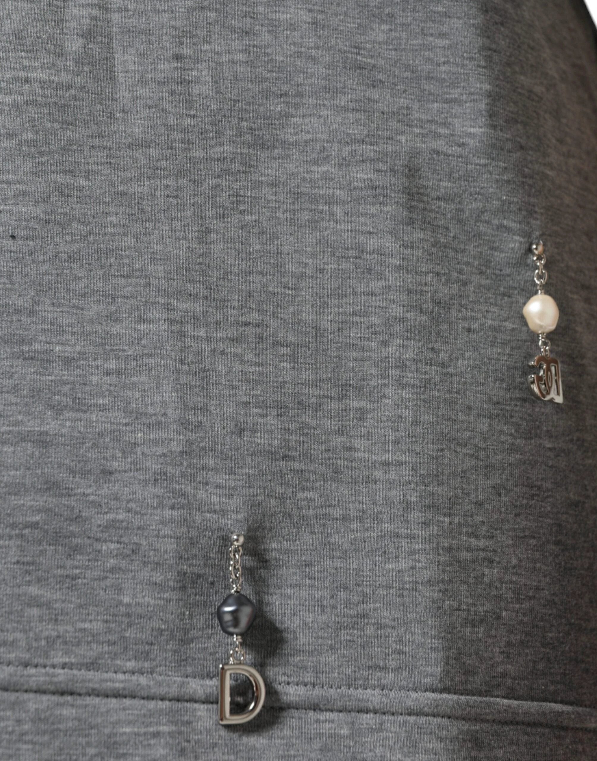 Dolce & Gabbana Gray Cotton Blend Embellished Tee T-shirt by Dolce & Gabbana