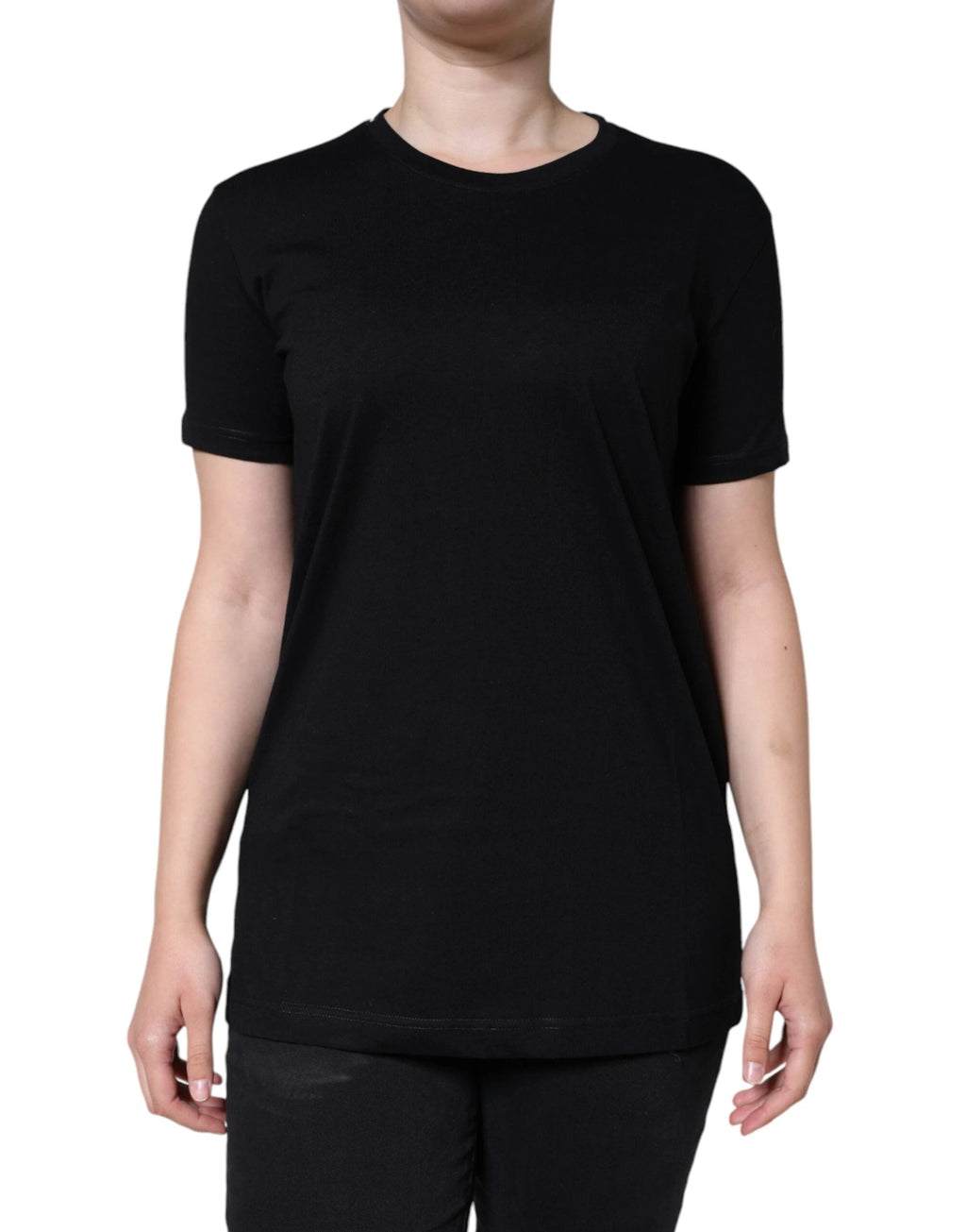 Dolce & Gabbana Black Cotton Crew Neck Short Sleeve T-shirt by Dolce & Gabbana