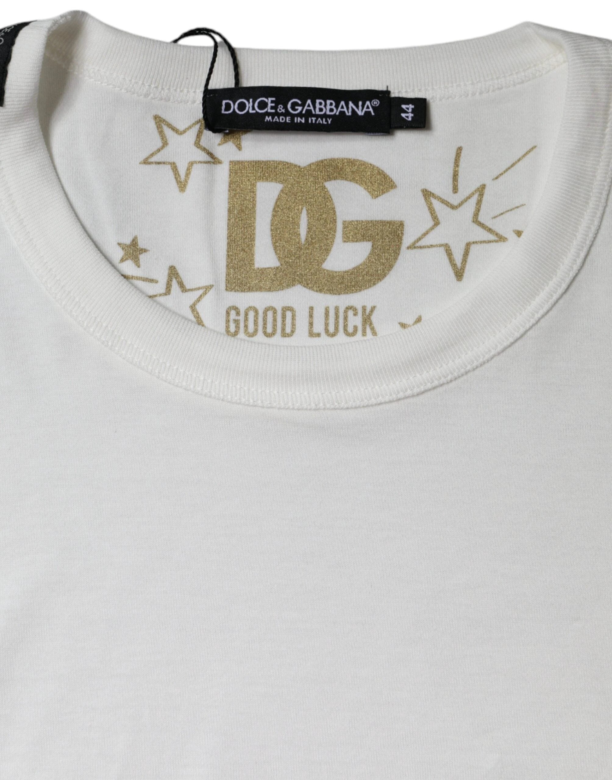 Dolce & Gabbana White Cotton Crew Neck Short Sleeve T-shirt by Dolce & Gabbana