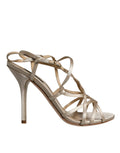 Dolce & Gabbana Beige Leather Stiletto Heels Sandals Shoes by Dolce & Gabbana