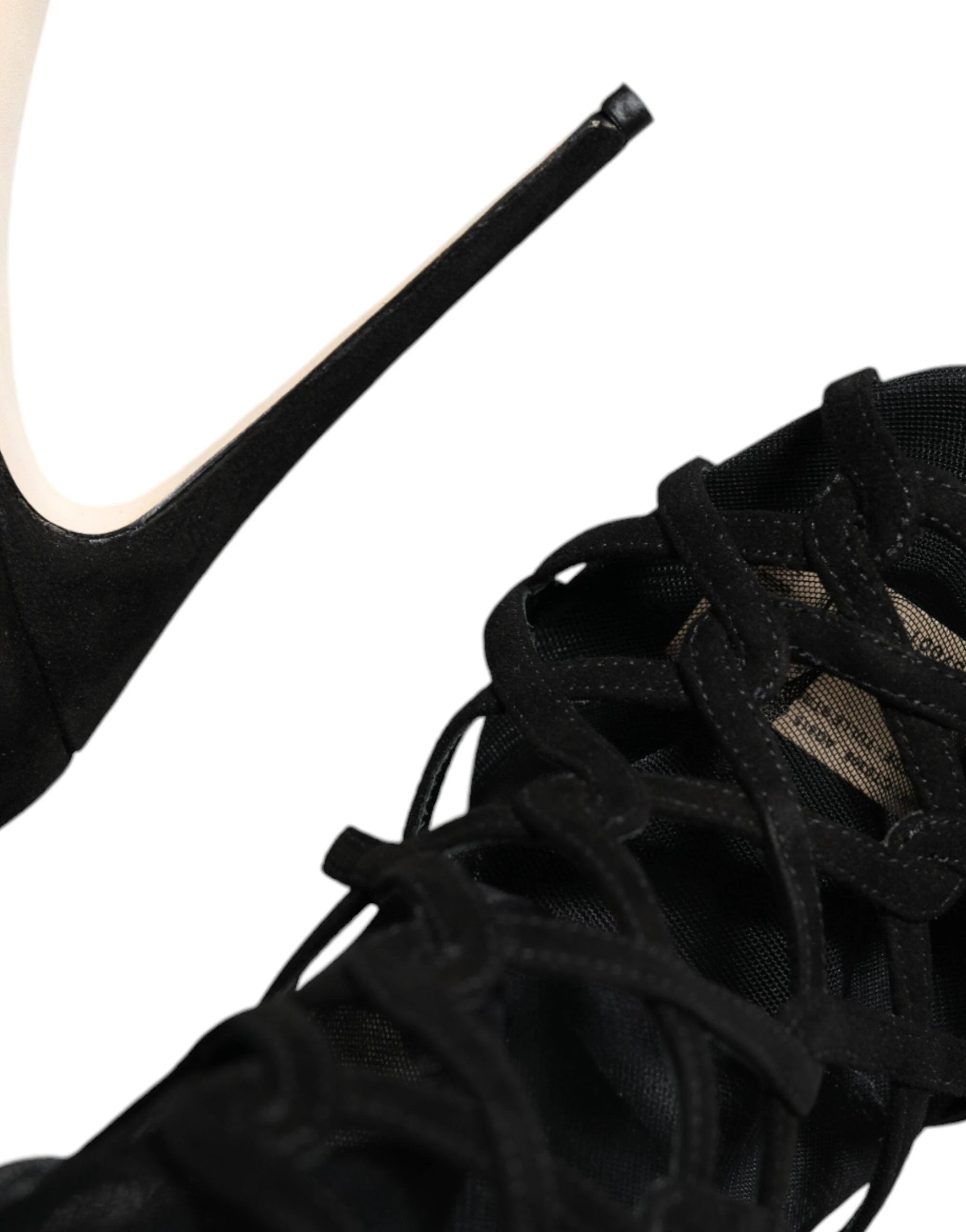 Dolce & Gabbana Black Tulle Stretch Heels Sandals Shoes by Dolce & Gabbana