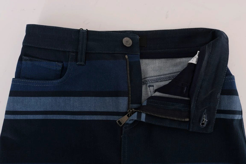 Dolce & Gabbana Blue Short striped Mini Denim Skirt by Dolce & Gabbana