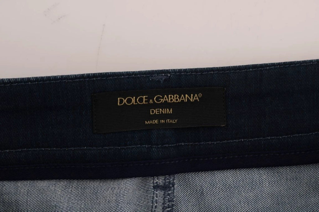 Dolce & Gabbana Blue Short striped Mini Denim Skirt by Dolce & Gabbana
