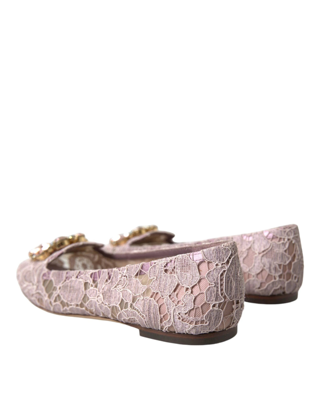 Dolce & Gabbana Pink Lace Crystal Ballet Flats Loafers Shoes by Dolce & Gabbana