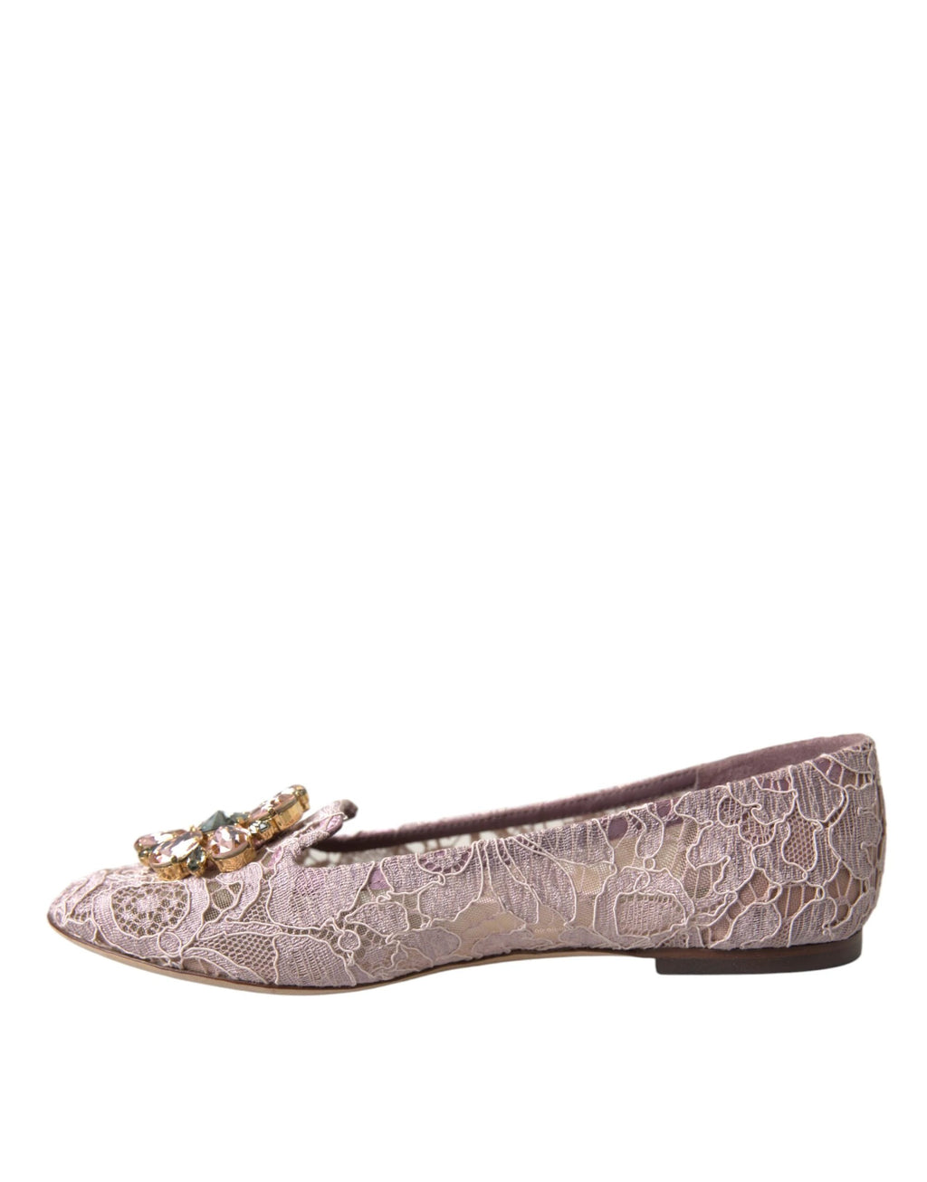 Dolce & Gabbana Pink Lace Crystal Ballet Flats Loafers Shoes by Dolce & Gabbana