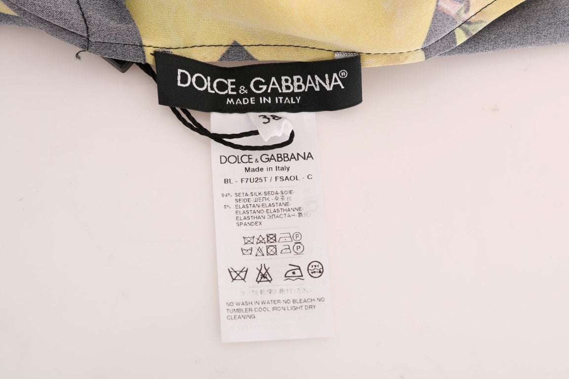 Dolce & Gabbana Multicolor Lemon Silk Stretch T-Shirt by Dolce & Gabbana