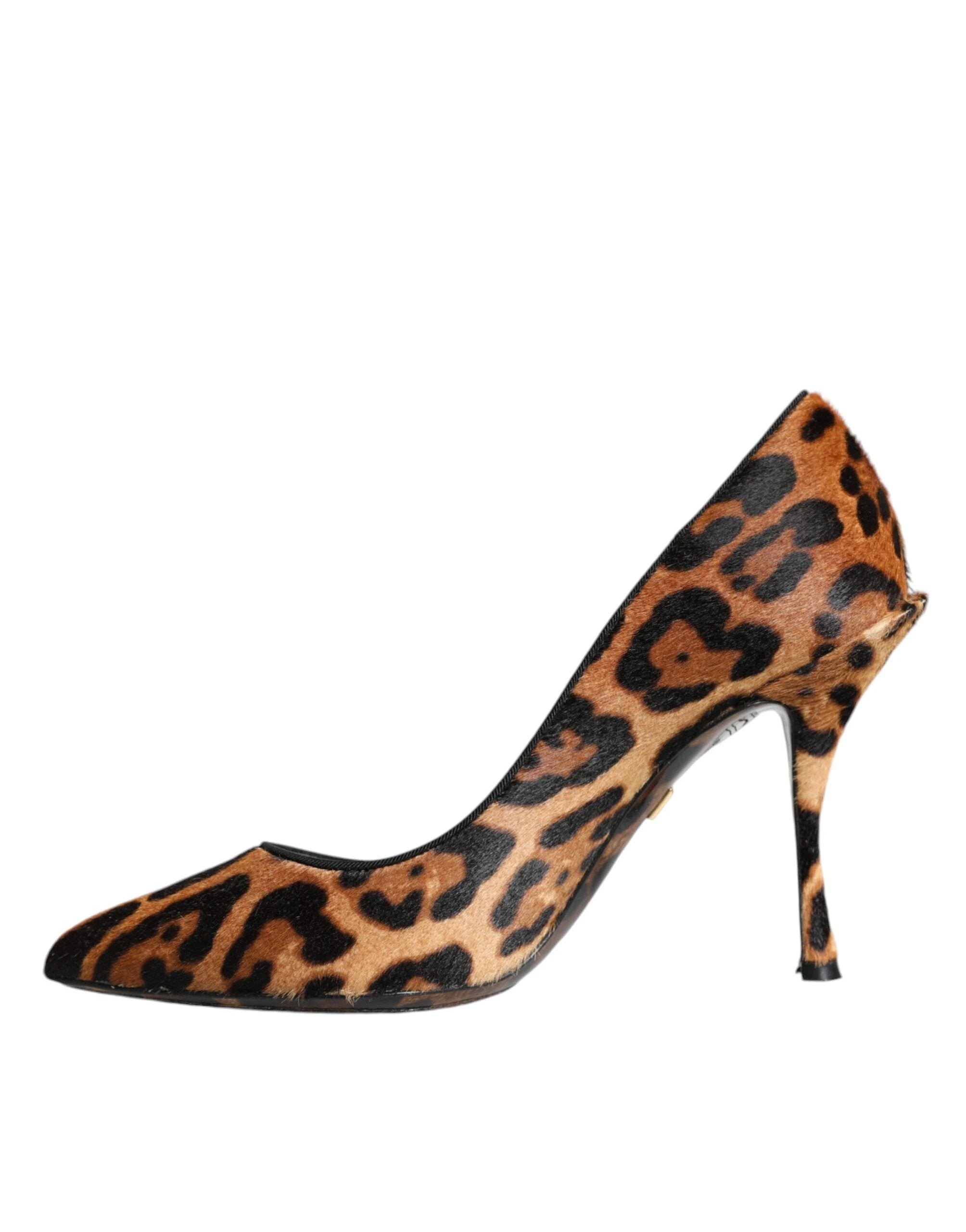Dolce & Gabbana Brown Leopard Calf Hair Heels Pumps Shoes by Dolce & Gabbana