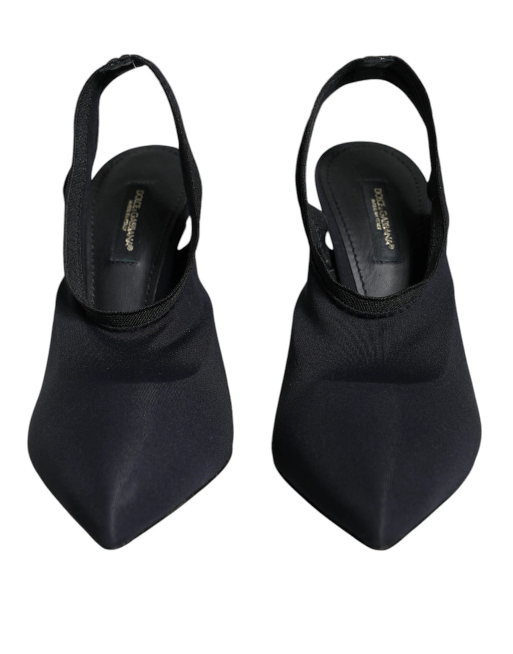 Dolce & Gabbana Black Jersey Stretch Heels Slingback Shoes by Dolce & Gabbana