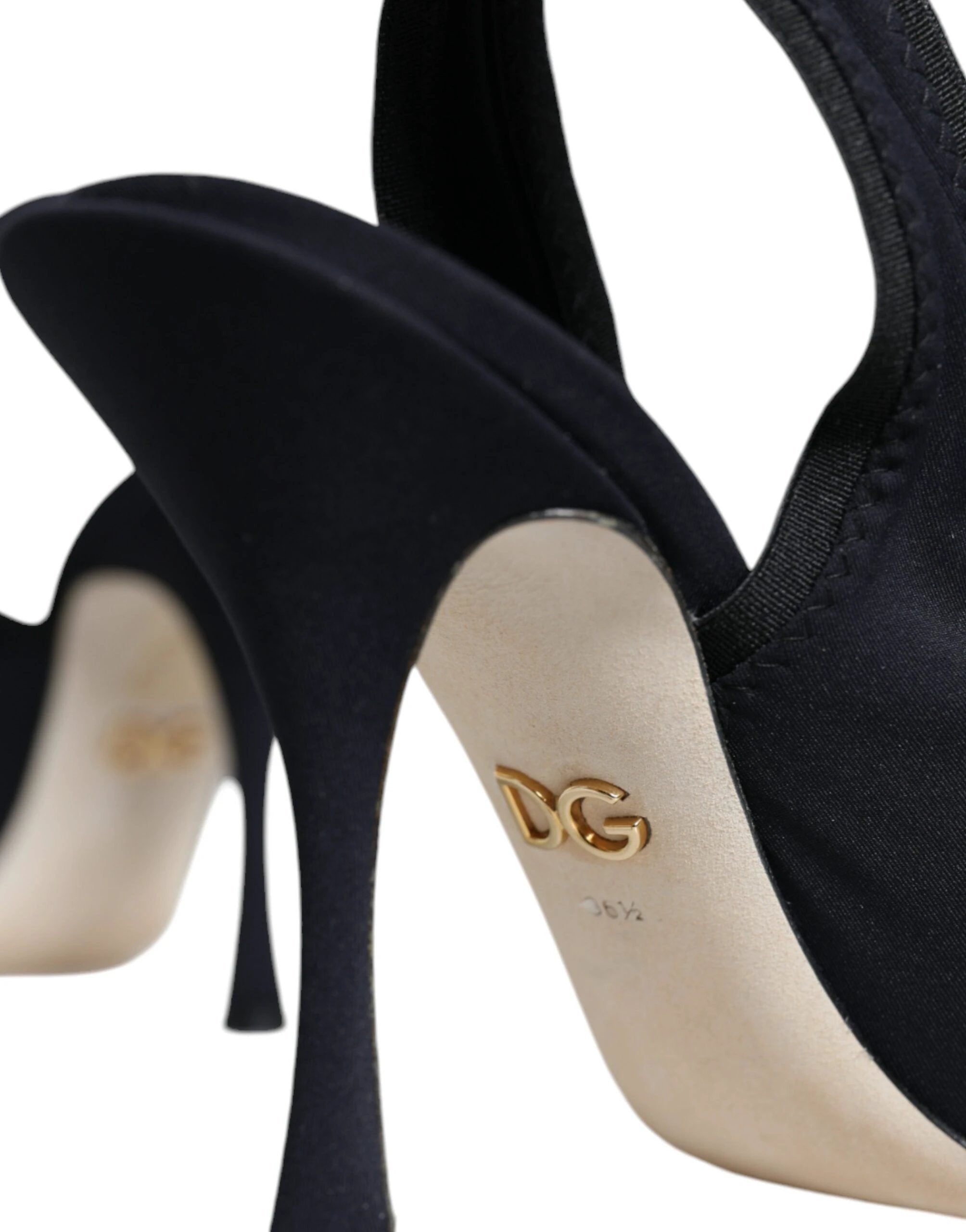 Dolce & Gabbana Black Jersey Stretch Heels Slingback Shoes by Dolce & Gabbana