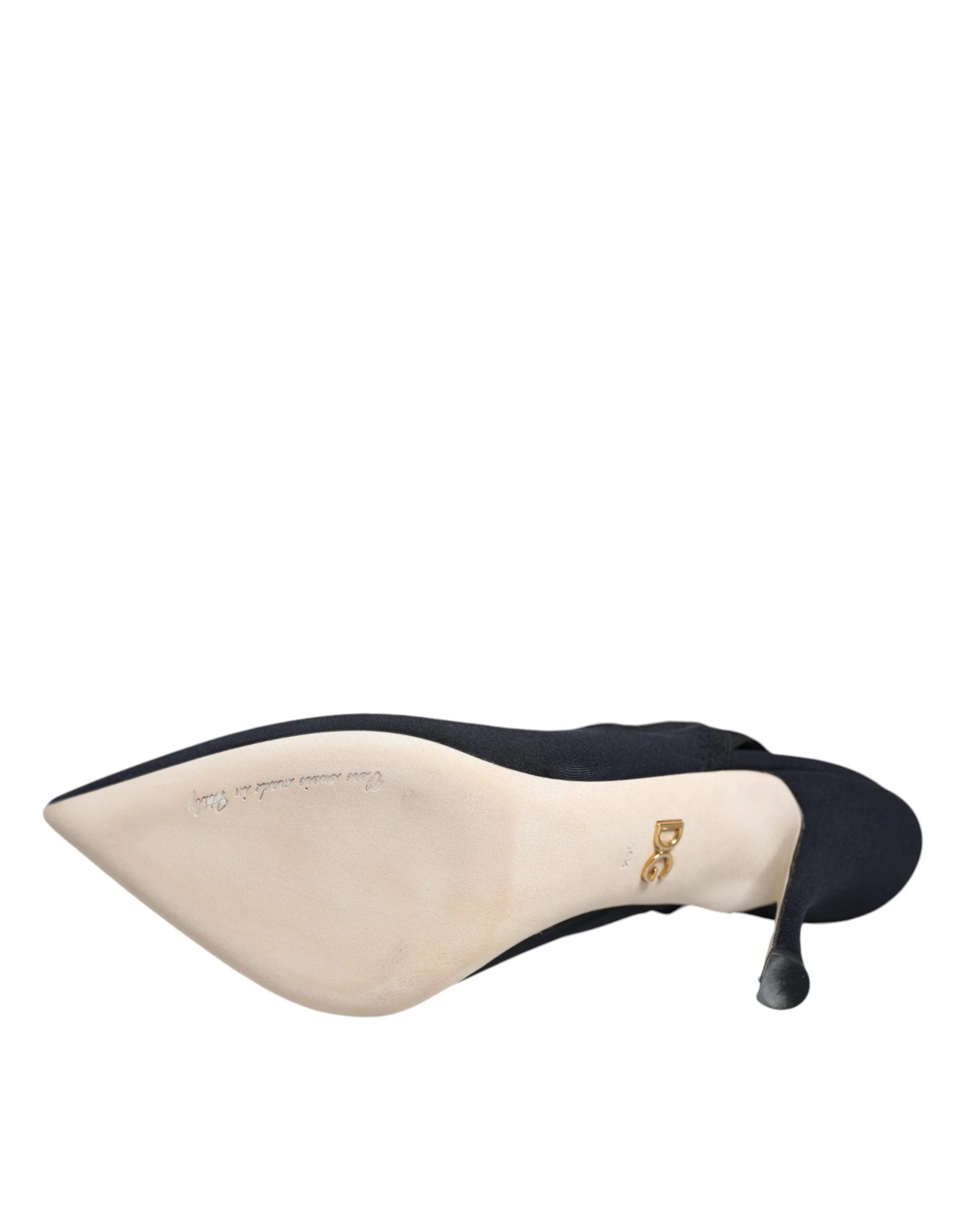 Dolce & Gabbana Black Jersey Stretch Heels Slingback Shoes by Dolce & Gabbana