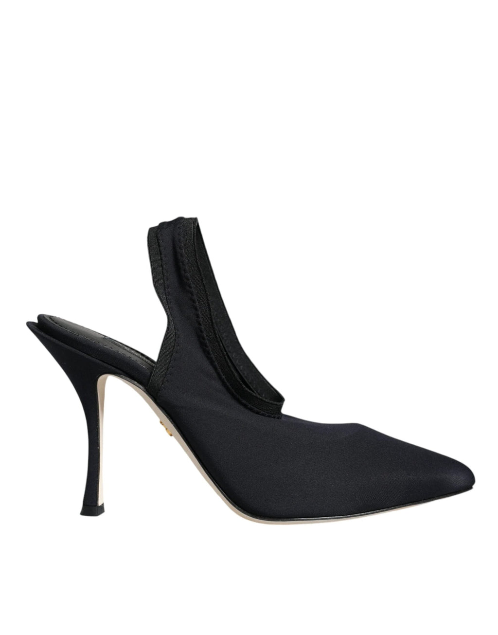 Dolce & Gabbana Black Jersey Stretch Heels Slingback Shoes by Dolce & Gabbana