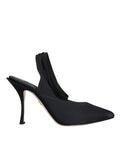 Dolce & Gabbana Black Jersey Stretch Heels Slingback Shoes by Dolce & Gabbana