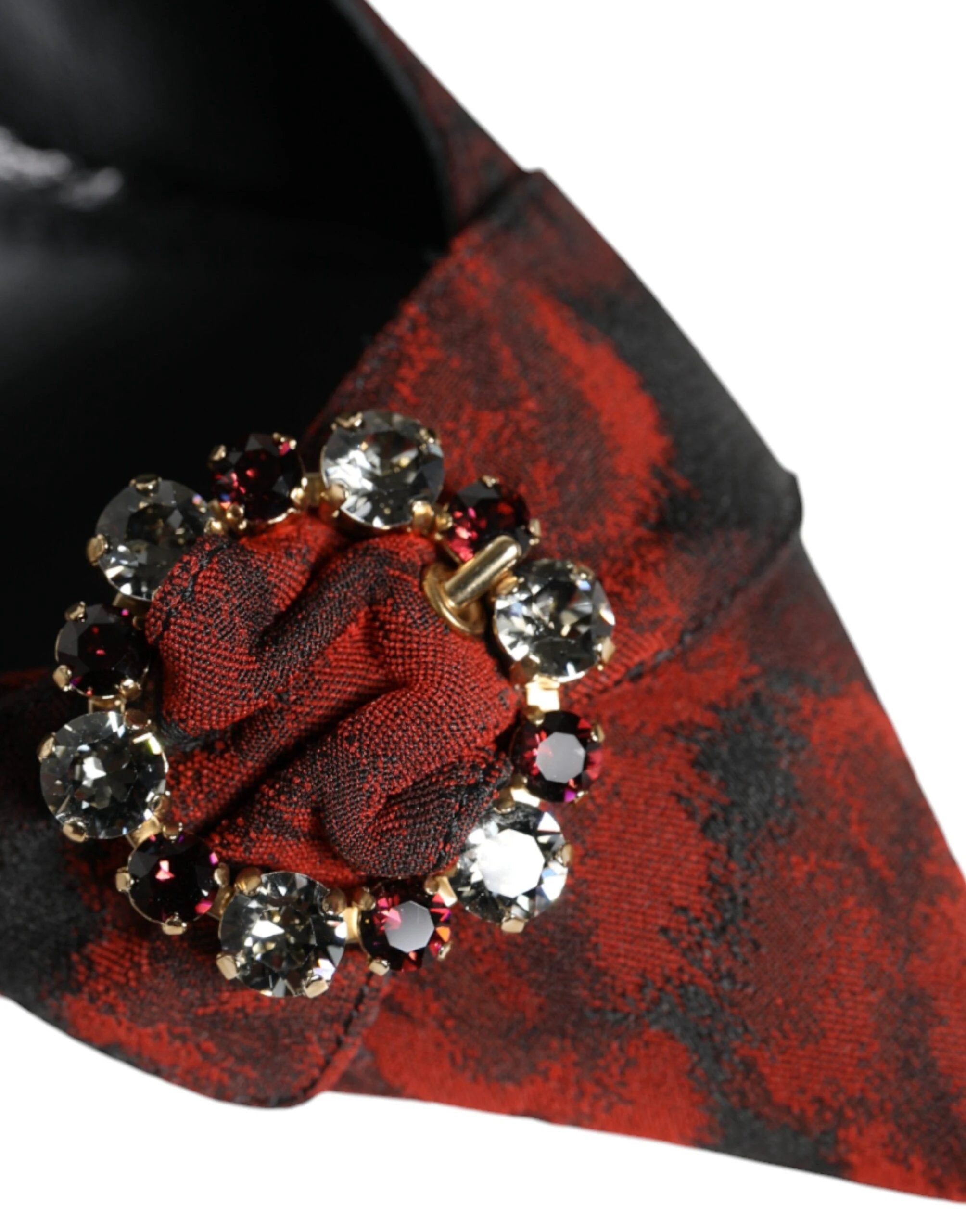 Dolce & Gabbana Black Red Floral Crystal Heel Slingback Shoes by Dolce & Gabbana