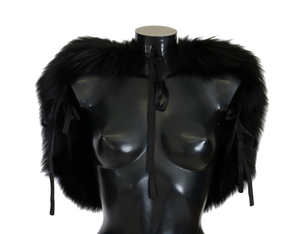 Dolce & Gabbana Black Silver Fox Fur Scarf by Dolce & Gabbana