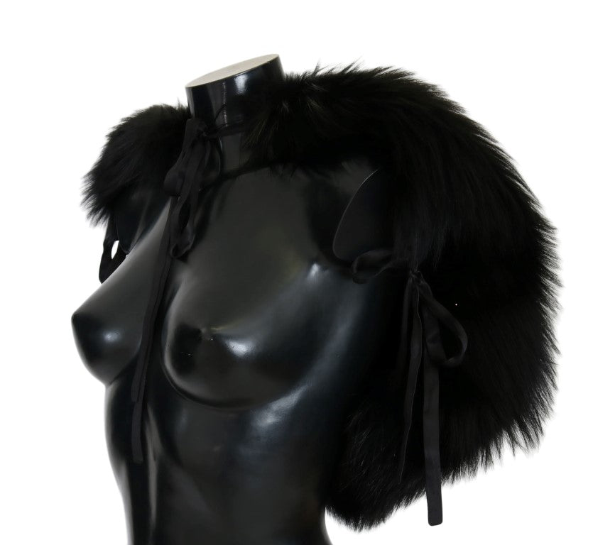 Dolce & Gabbana Black Silver Fox Fur Scarf by Dolce & Gabbana