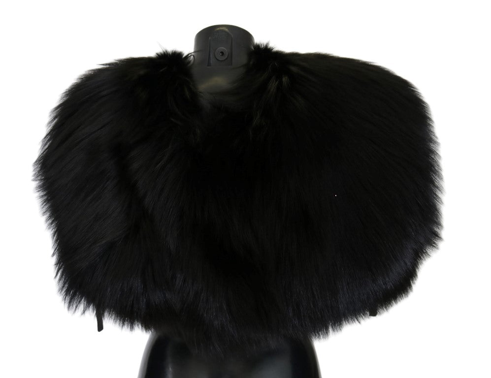 Dolce & Gabbana Black Silver Fox Fur Scarf by Dolce & Gabbana