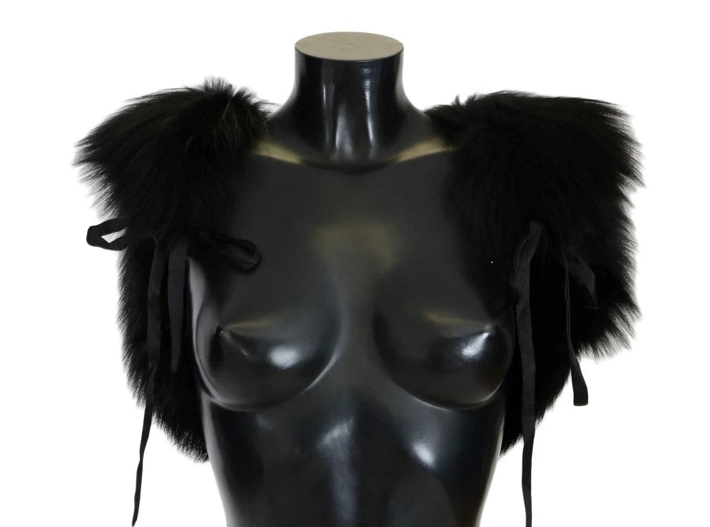 Dolce & Gabbana Black Silver Fox Fur Scarf by Dolce & Gabbana