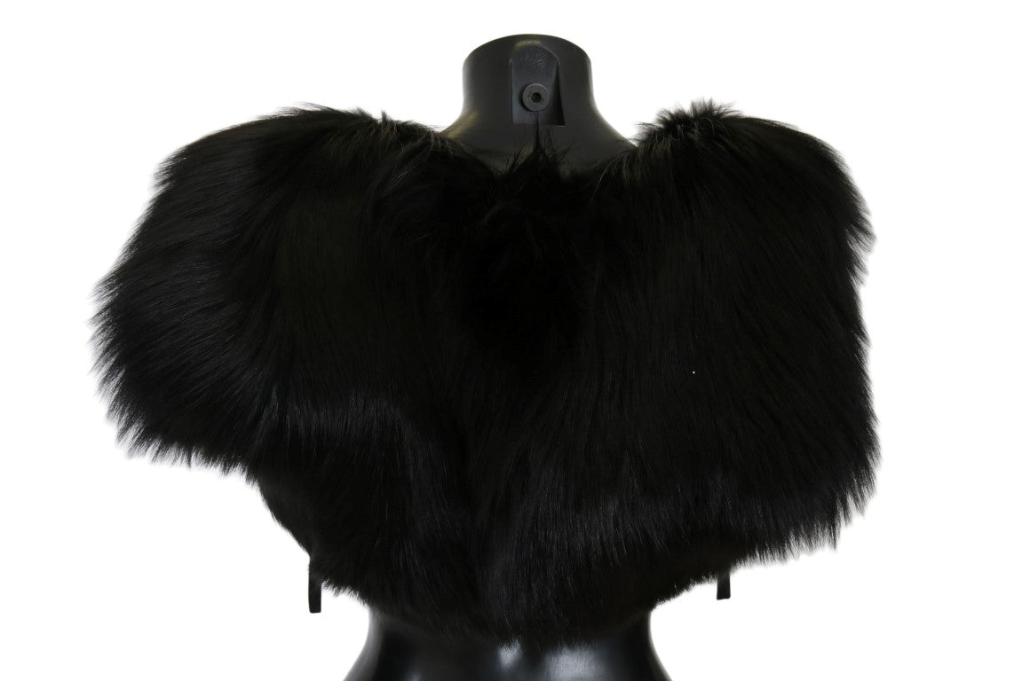 Dolce & Gabbana Black Silver Fox Fur Scarf by Dolce & Gabbana