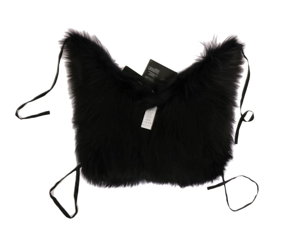 Dolce & Gabbana Black Silver Fox Fur Scarf by Dolce & Gabbana