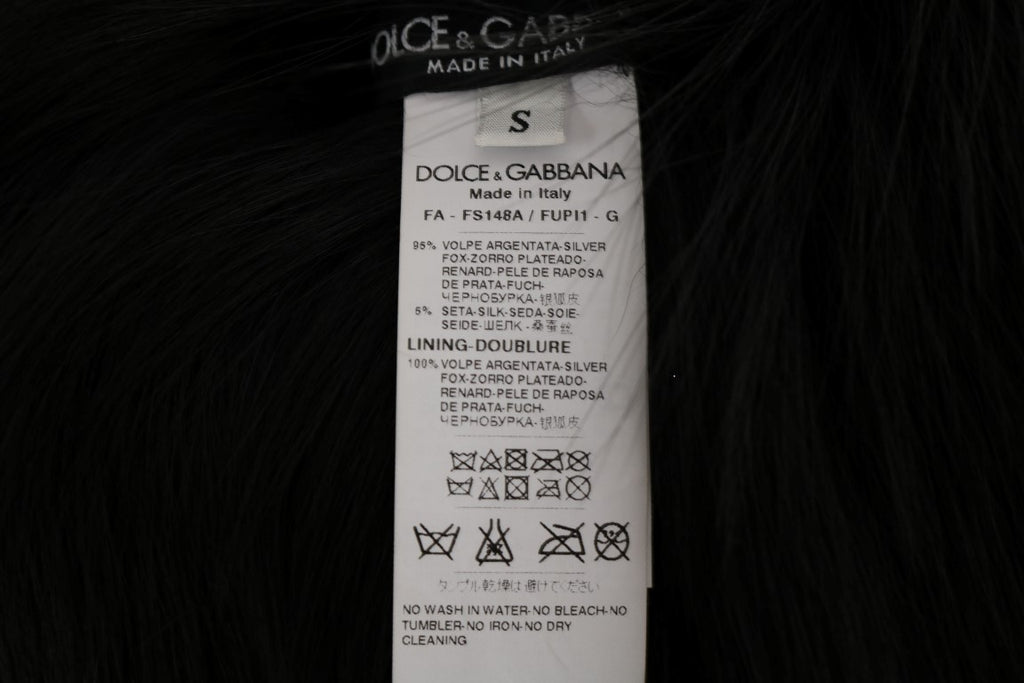 Dolce & Gabbana Black Silver Fox Fur Scarf by Dolce & Gabbana
