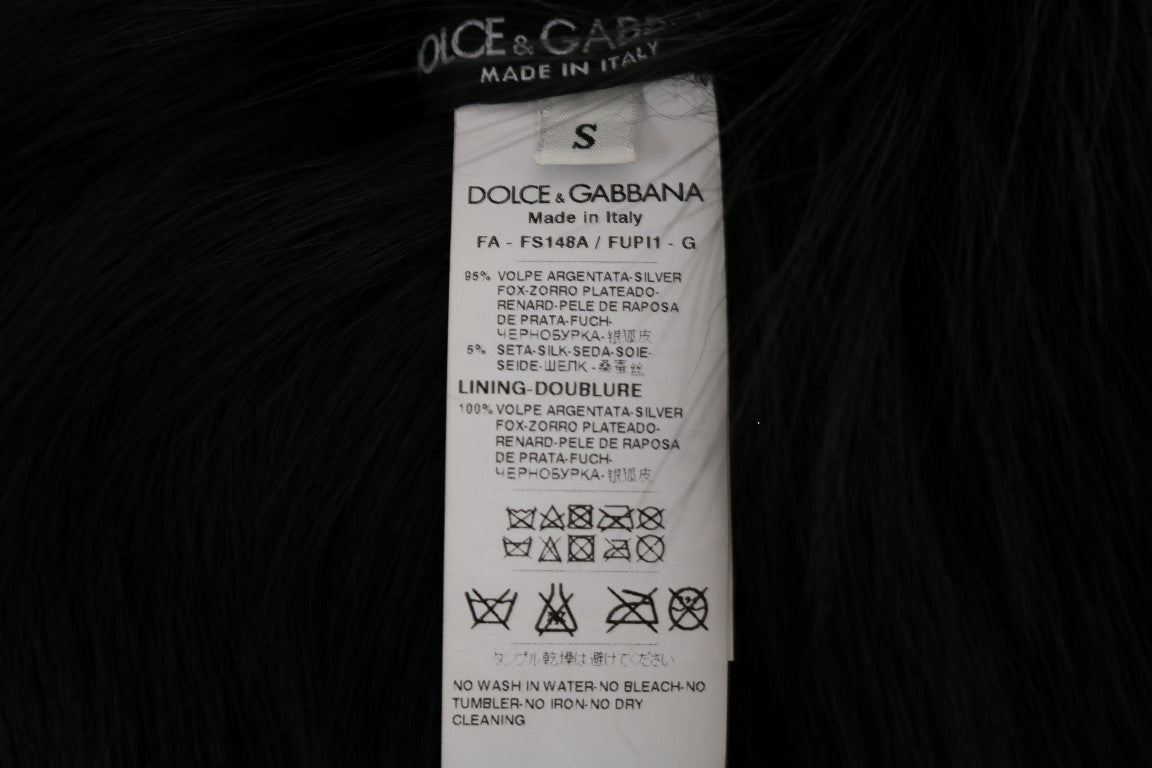 Dolce & Gabbana Black Silver Fox Fur Scarf by Dolce & Gabbana