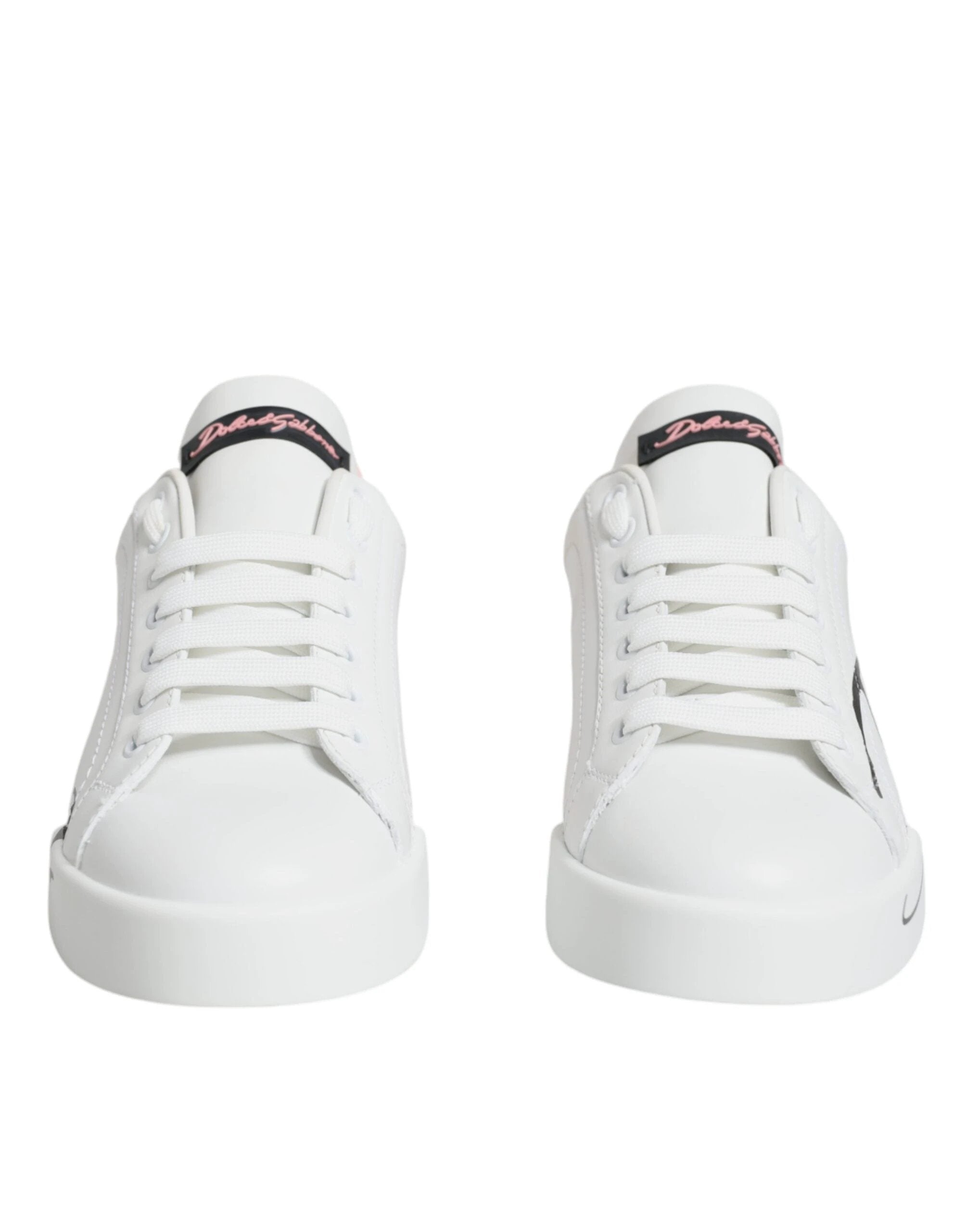 Dolce & Gabbana White Pink Portofino Low Top Sneakers Shoes by Dolce & Gabbana