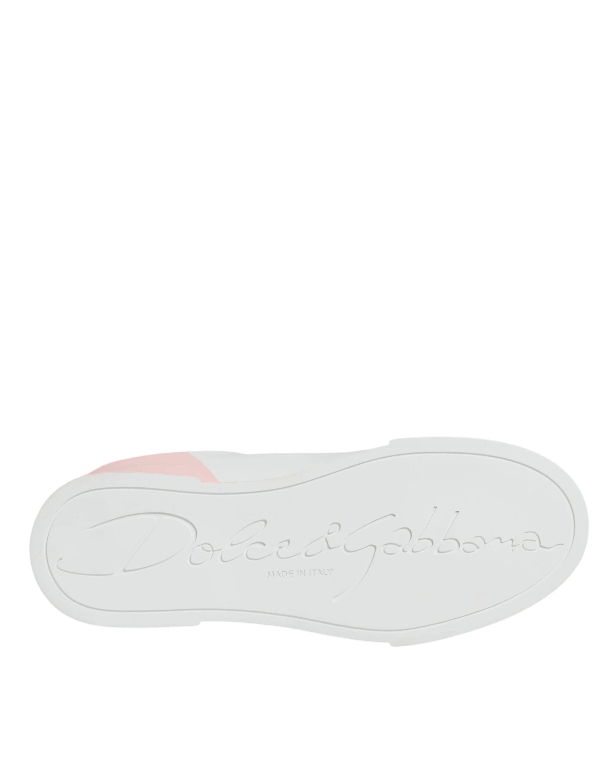Dolce & Gabbana White Pink Portofino Low Top Sneakers Shoes by Dolce & Gabbana