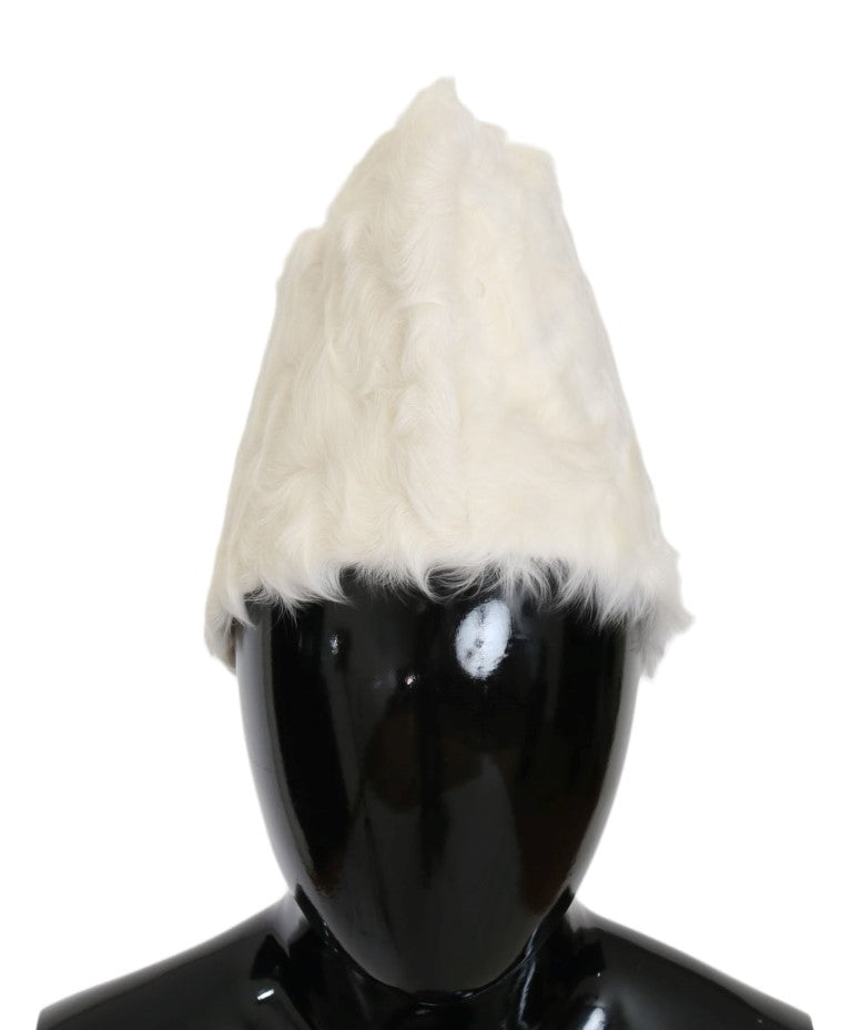 Dolce & Gabbana White Xiangao Lamb Fur Beanie by Dolce & Gabbana