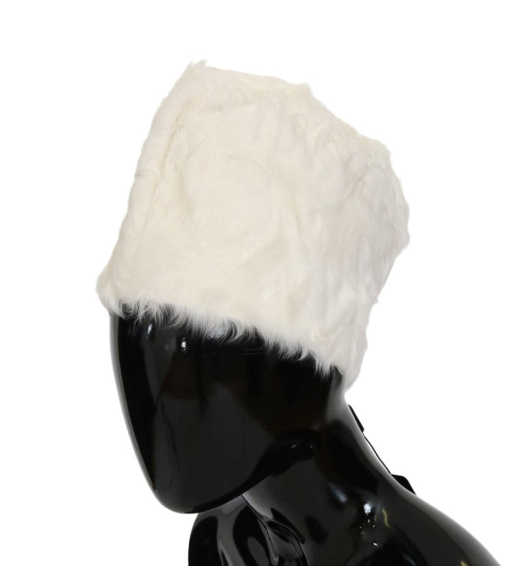 Dolce & Gabbana White Xiangao Lamb Fur Beanie by Dolce & Gabbana