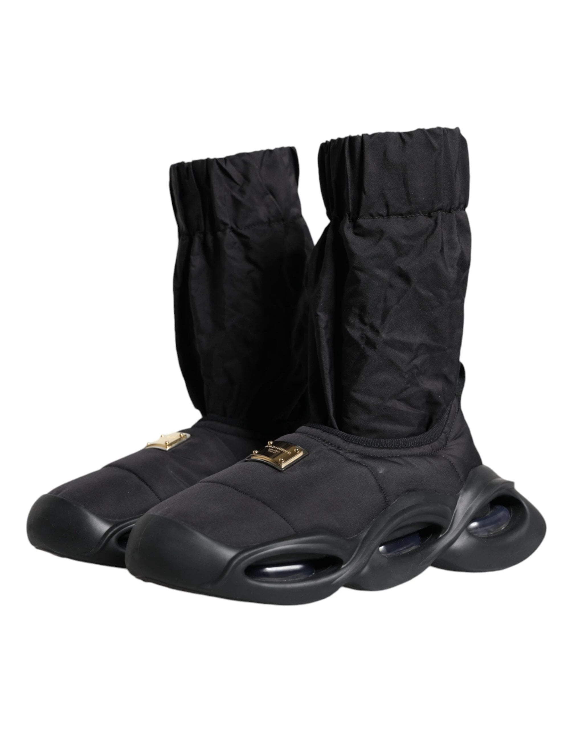 Dolce & Gabbana Black Slip On Wave Socks Sneakers Shoes by Dolce & Gabbana
