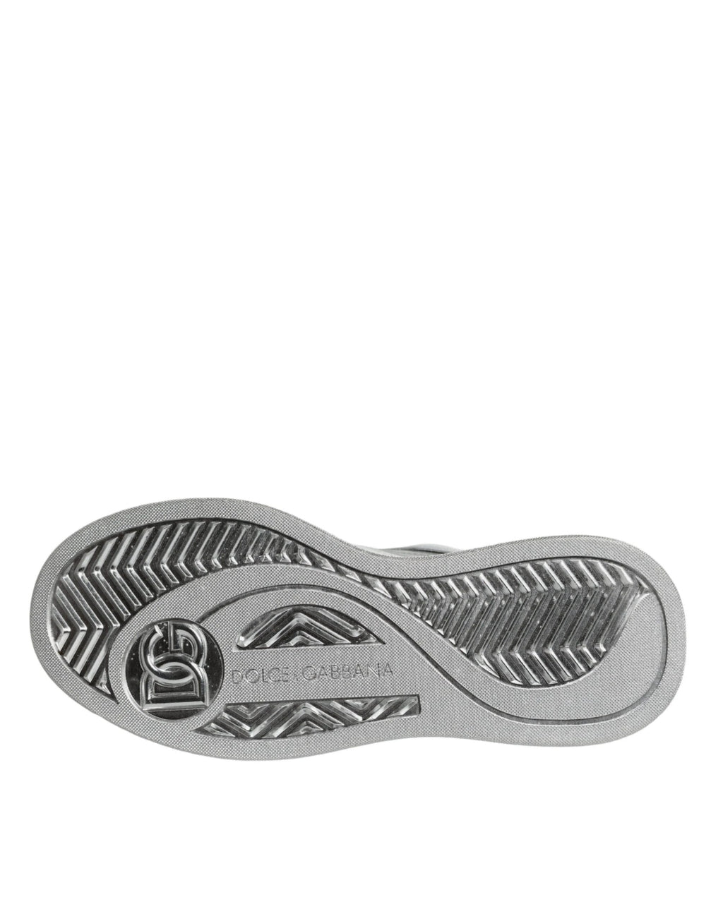 Dolce & Gabbana White Silver Leather Low Top Sneakers Shoes by Dolce & Gabbana