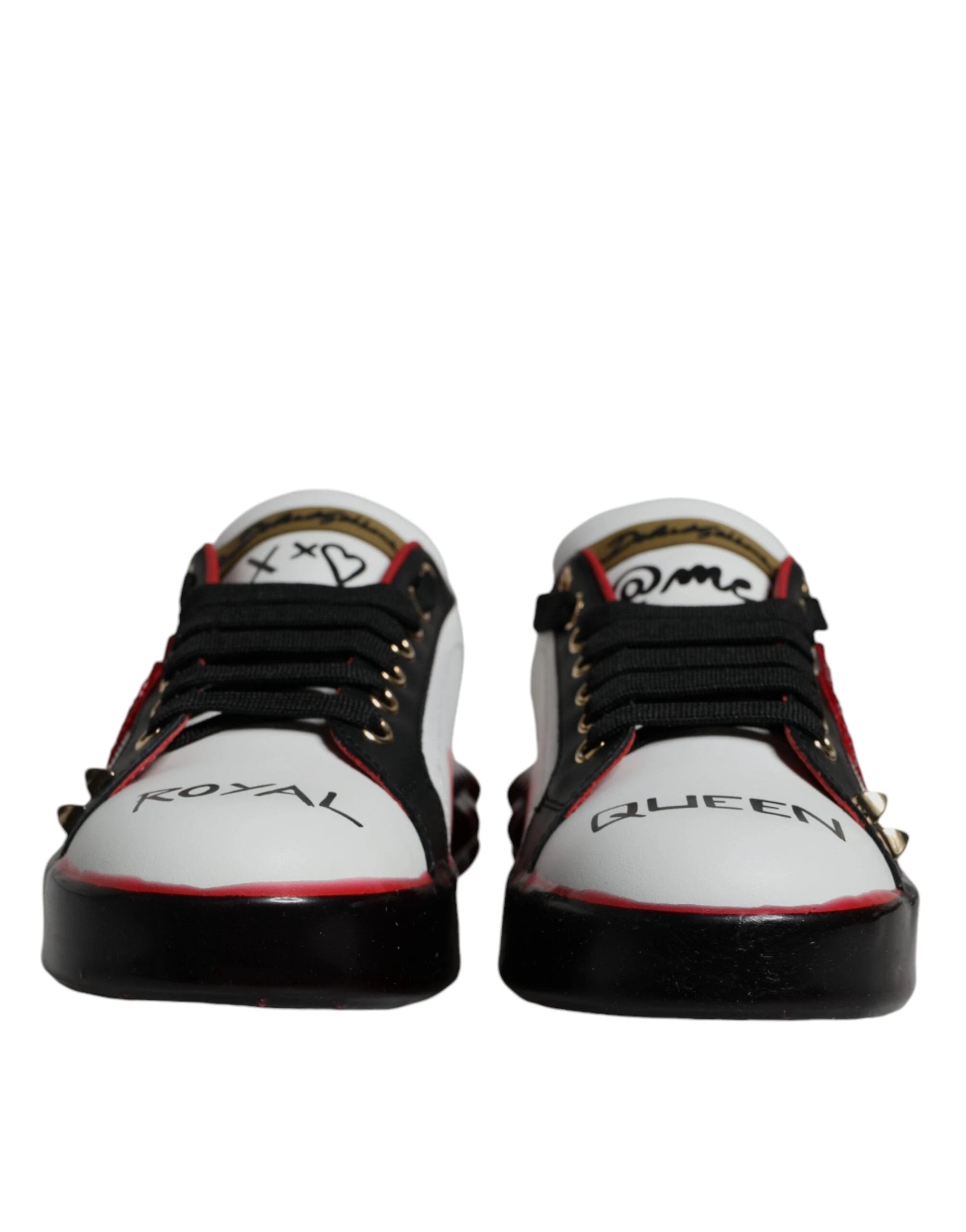 Dolce & Gabbana White Red Crystals Leather Portofino Sneakers Shoes by Dolce & Gabbana