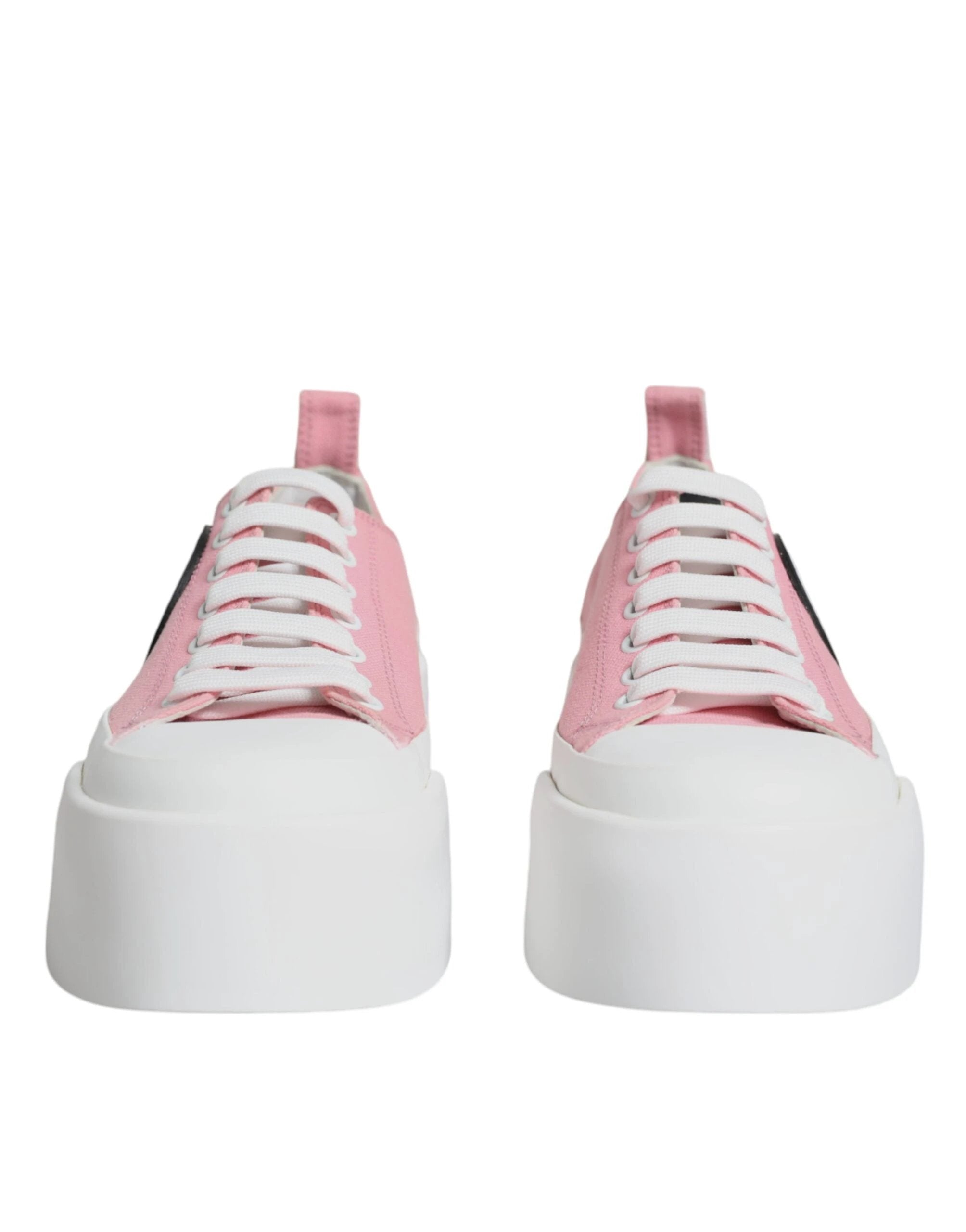 Dolce & Gabbana Pink White Canvas Logo Low Top Sneakers Shoes by Dolce & Gabbana