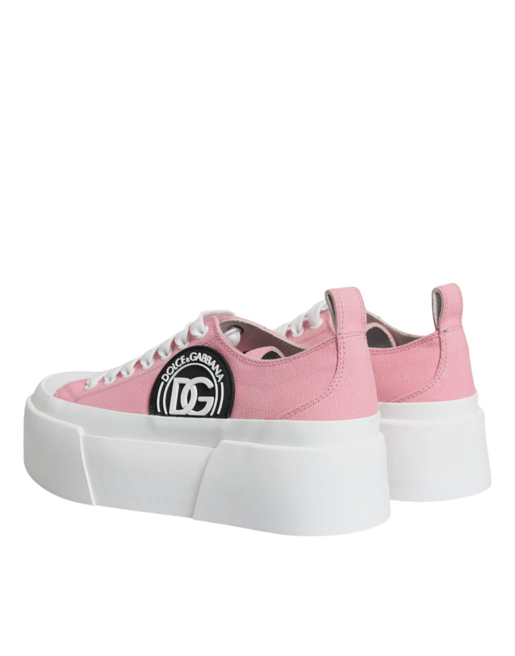 Dolce & Gabbana Pink White Canvas Logo Low Top Sneakers Shoes by Dolce & Gabbana