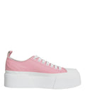 Dolce & Gabbana Pink White Canvas Logo Low Top Sneakers Shoes by Dolce & Gabbana