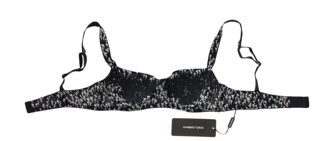 Dolce & Gabbana Black Silk White Lace Stretch Underwear Bra by Dolce & Gabbana