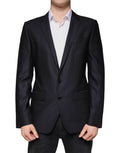 Dolce & Gabbana Dark Blue Wool Single Breasted Dress Coat Blazer by Dolce & Gabbana