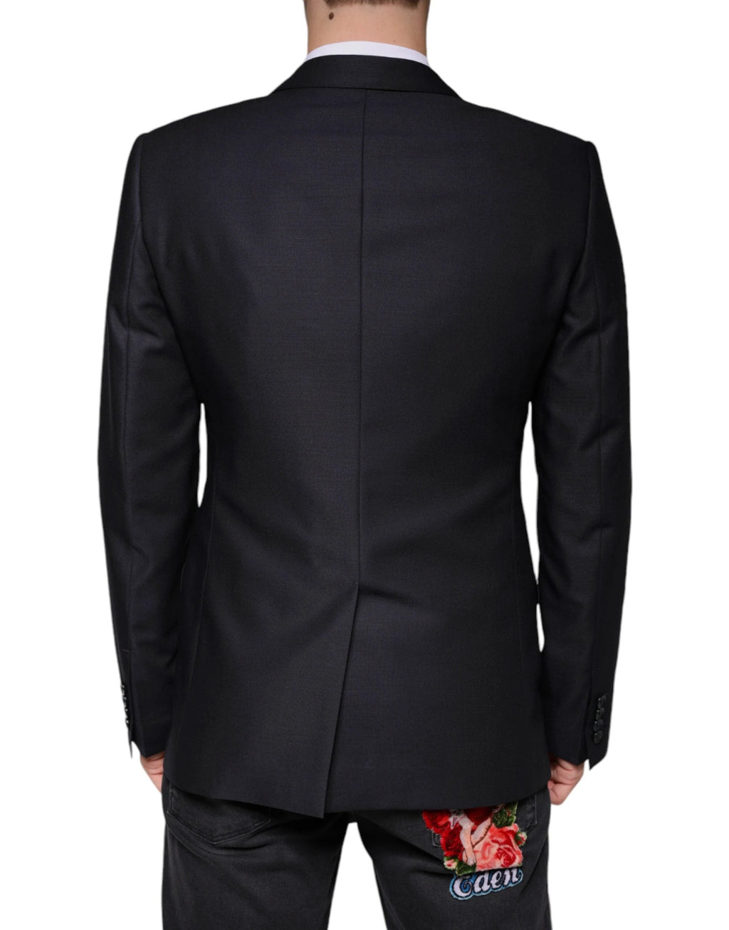 Dolce & Gabbana Dark Blue Wool Single Breasted Dress Coat Blazer by Dolce & Gabbana