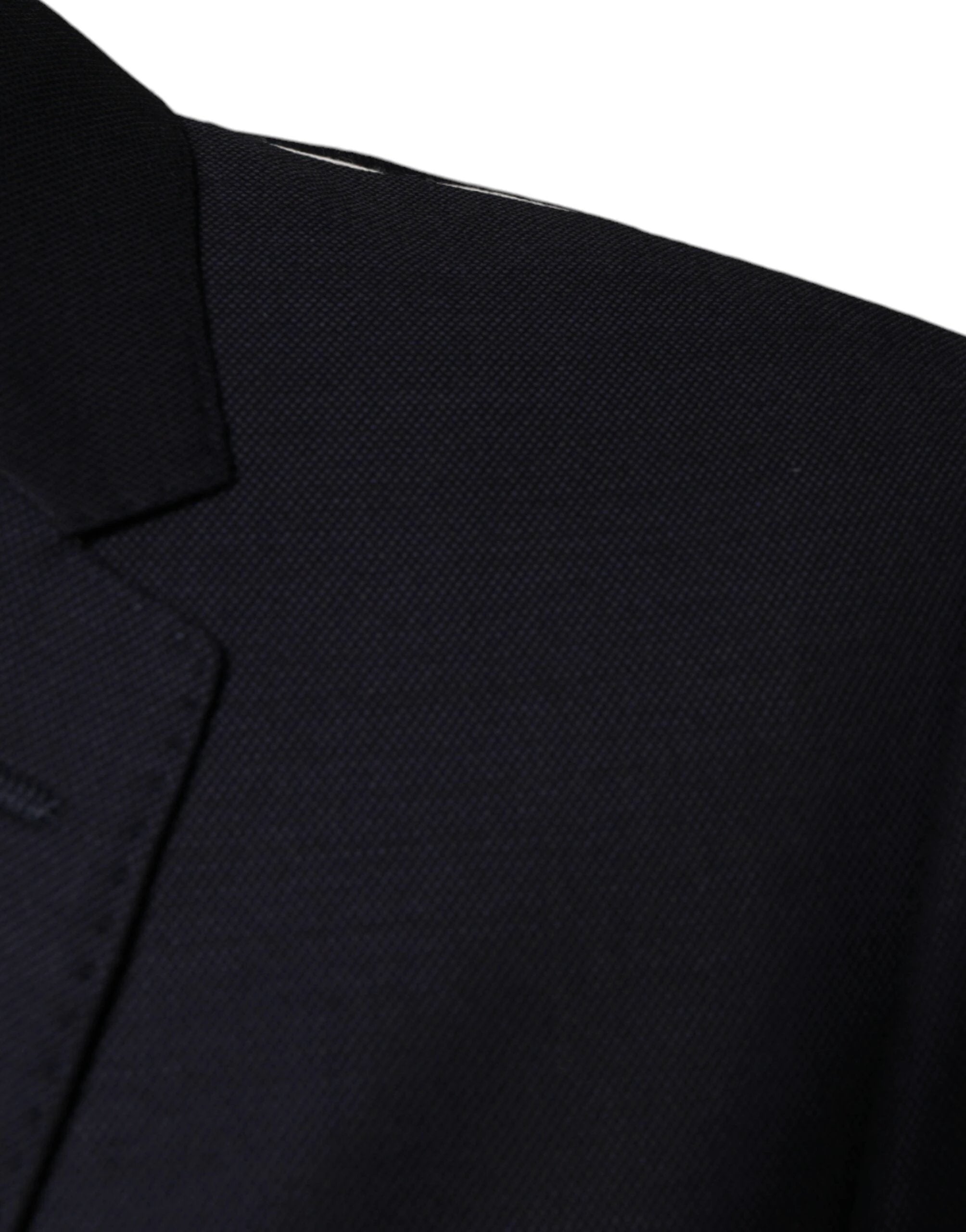 Dolce & Gabbana Dark Blue Wool Single Breasted Dress Coat Blazer by Dolce & Gabbana