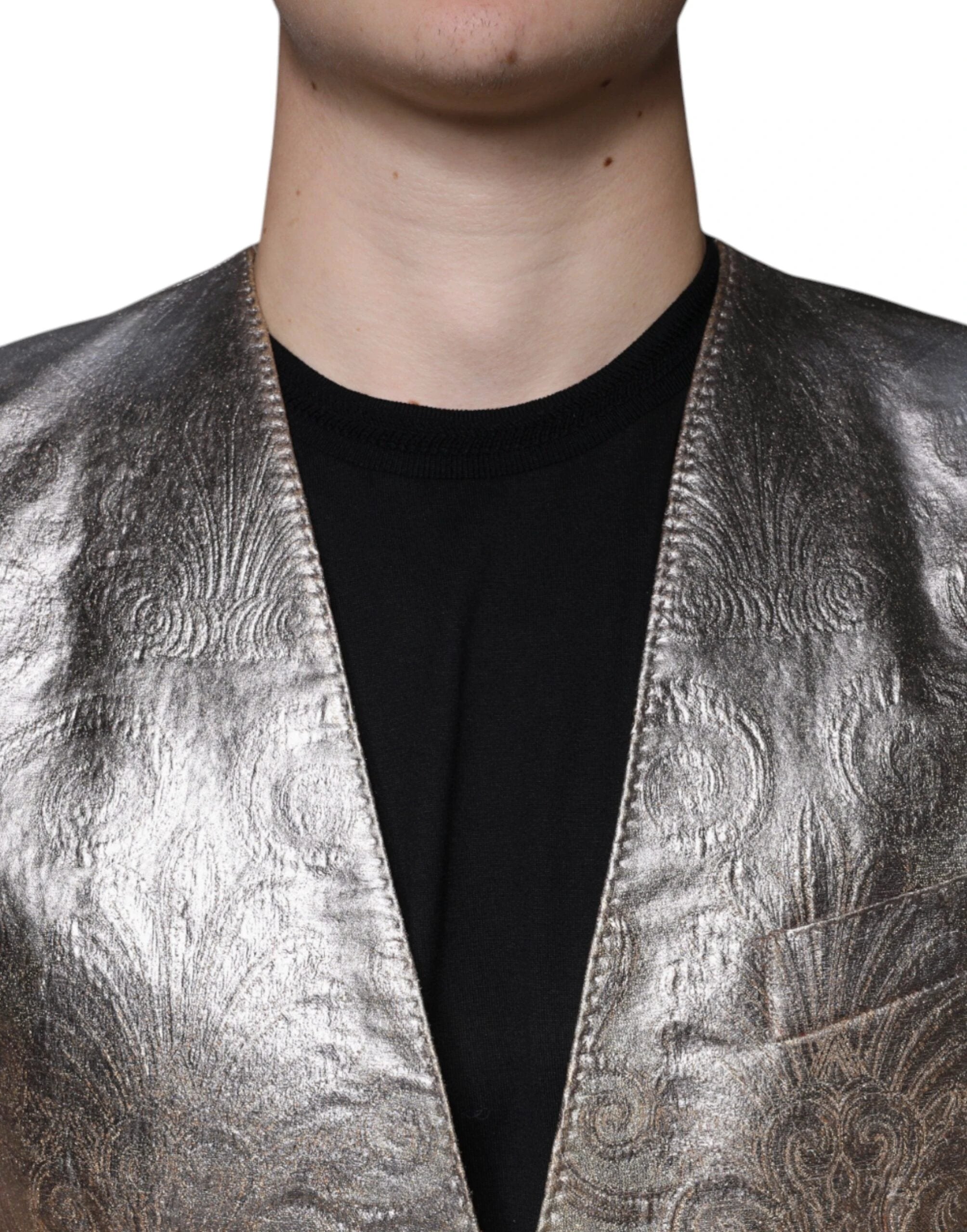 Dolce & Gabbana Gold Jacquard Single Breasted Dress Blazer by Dolce & Gabbana