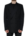 Dolce & Gabbana Black Linen Double Breasted Dress Blazer by Dolce & Gabbana