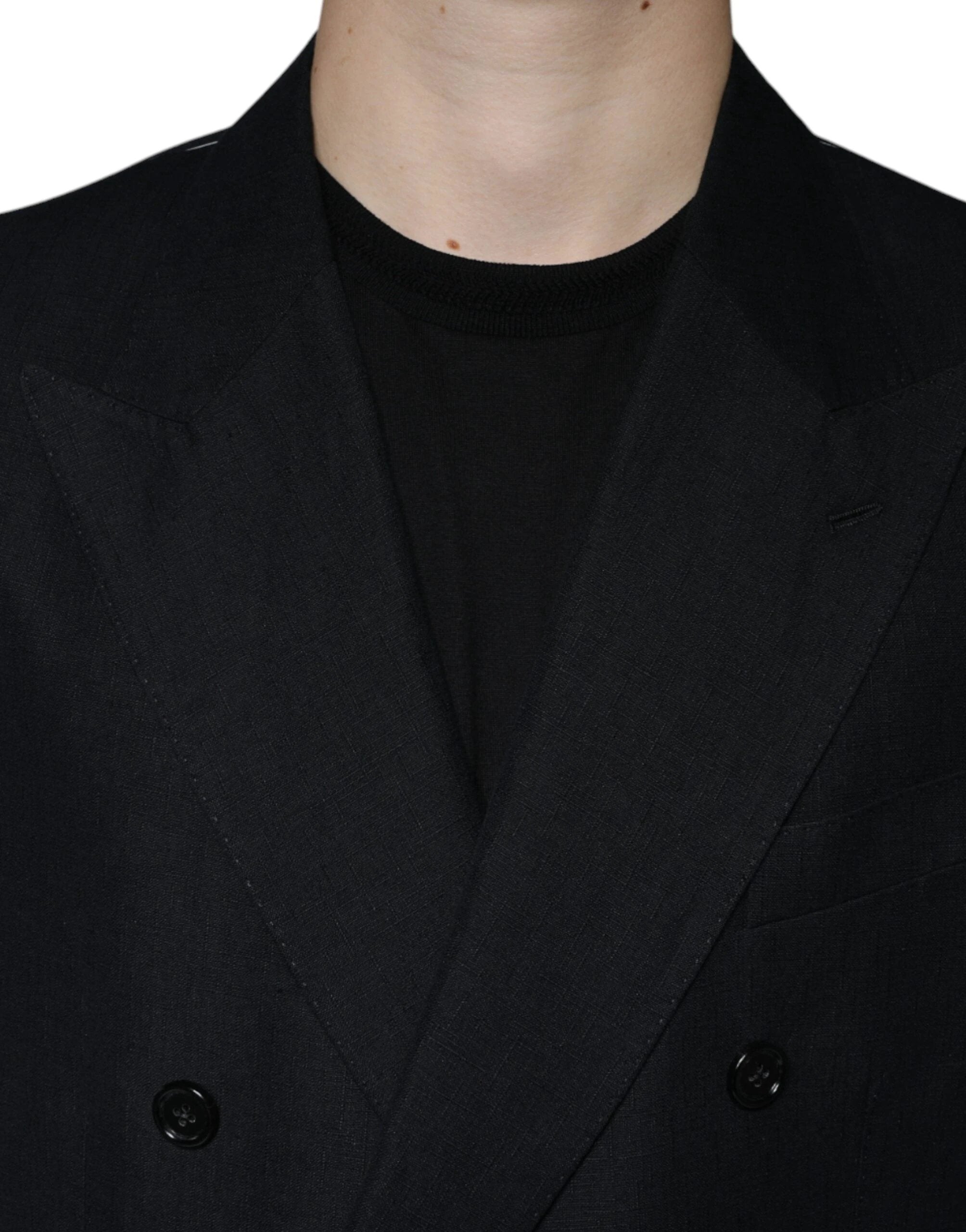 Dolce & Gabbana Black Linen Double Breasted Dress Blazer by Dolce & Gabbana