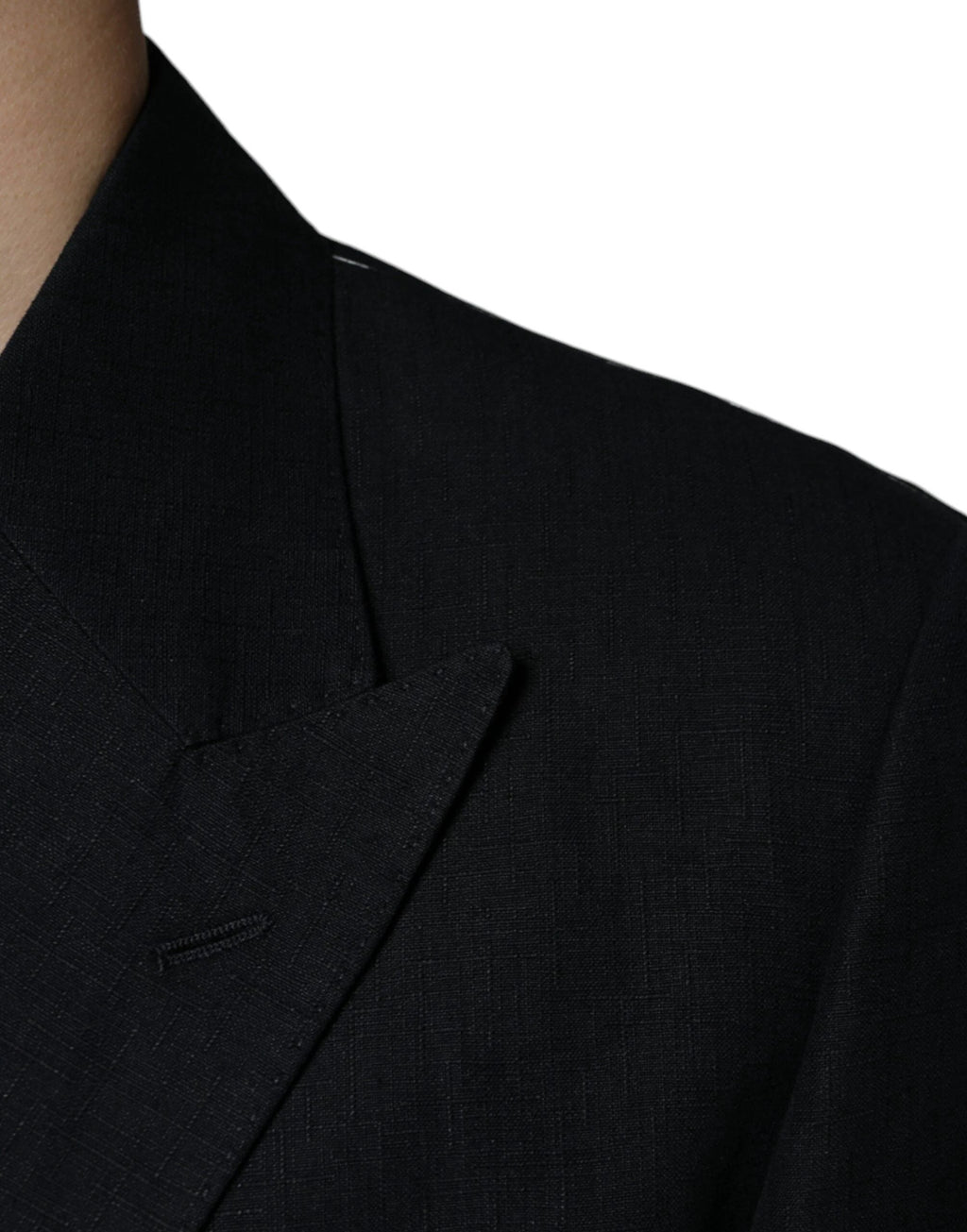 Dolce & Gabbana Black Linen Double Breasted Dress Blazer by Dolce & Gabbana