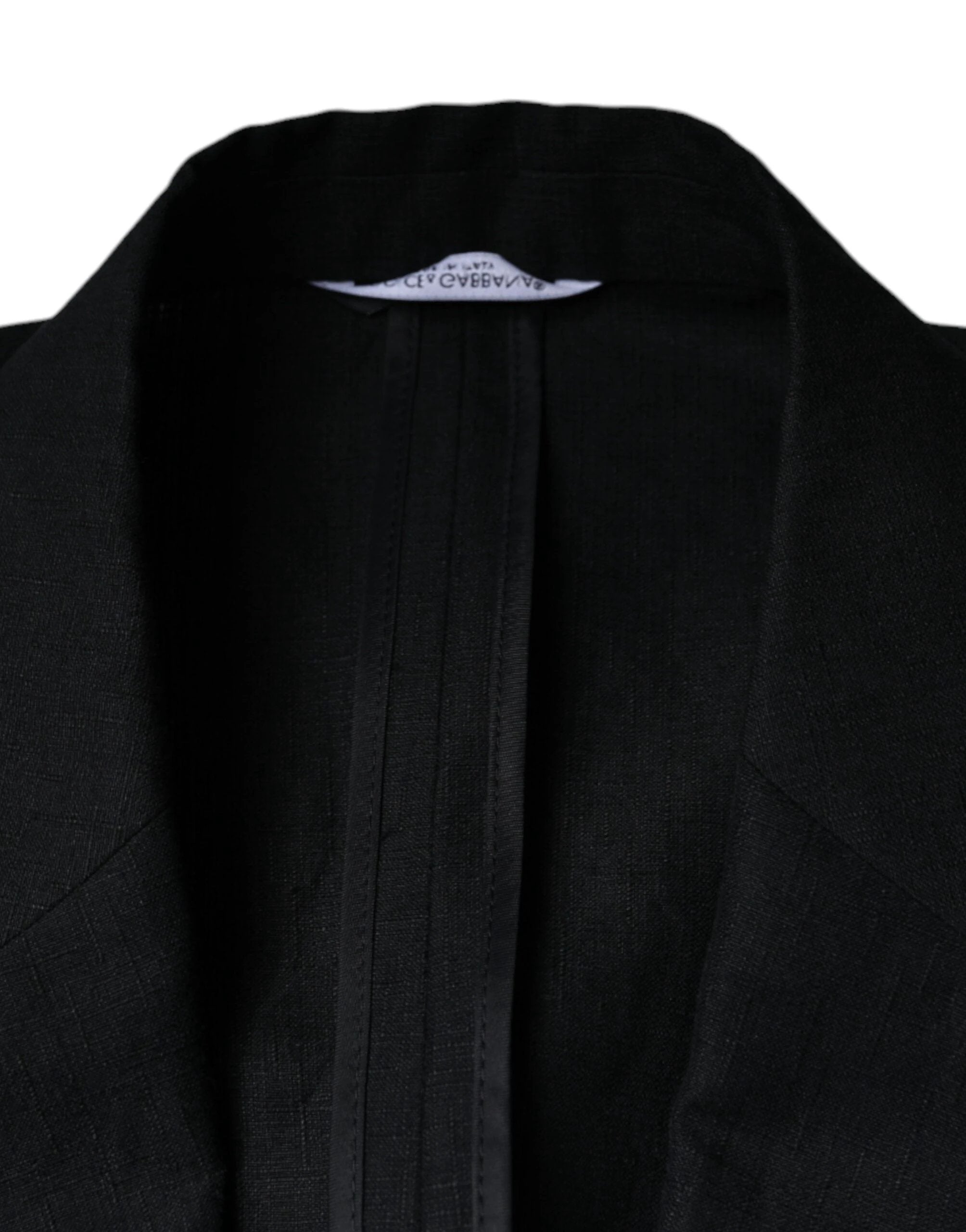 Dolce & Gabbana Black Linen Double Breasted Dress Blazer by Dolce & Gabbana