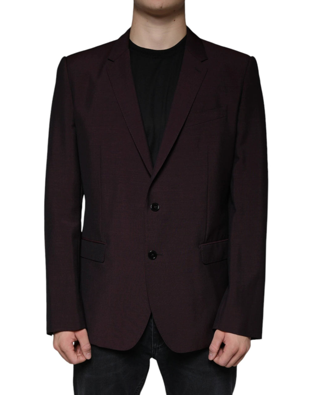 Dolce & Gabbana Bordeaux Wool Single Breasted Dress Blazer by Dolce & Gabbana