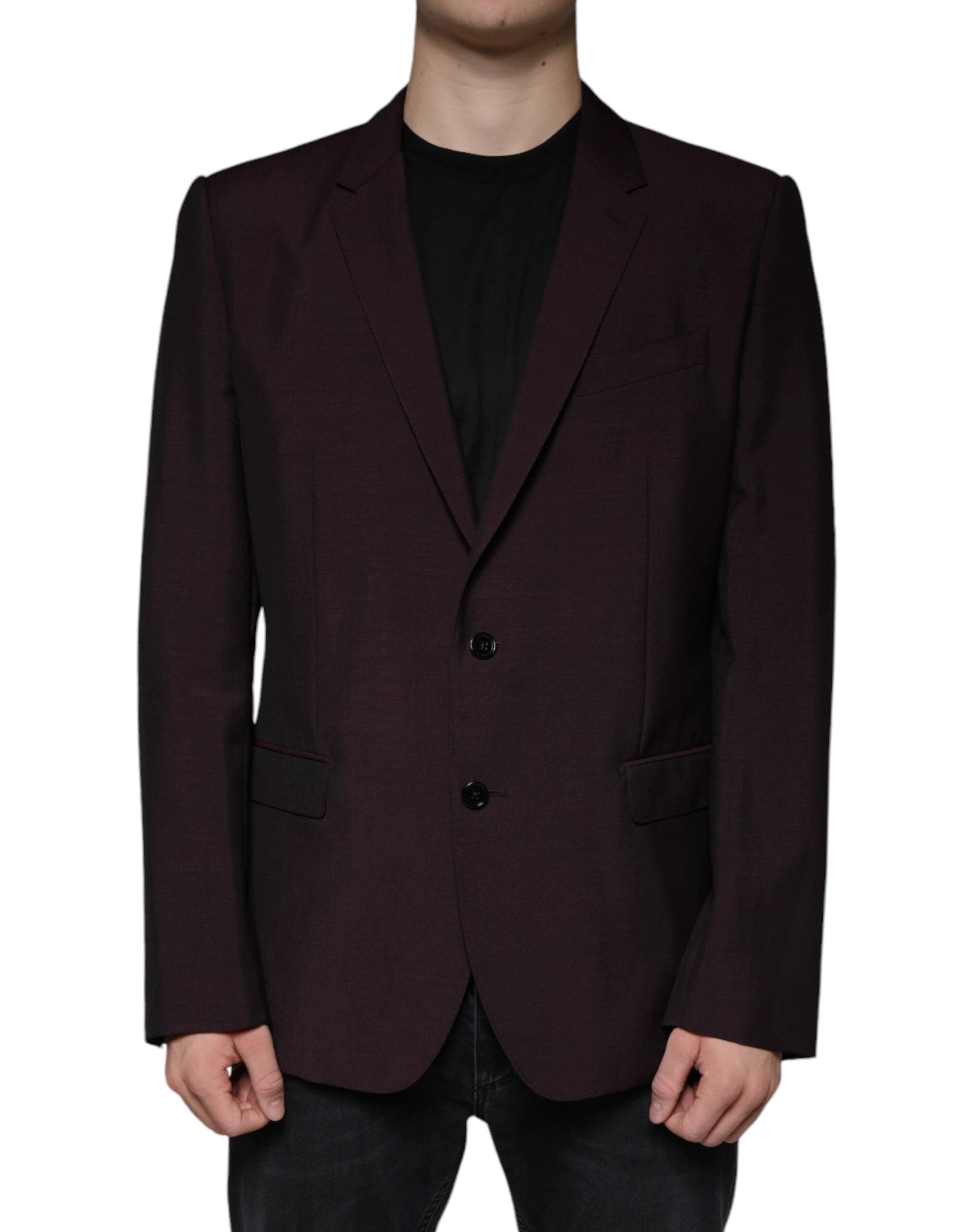 Dolce & Gabbana Bordeaux Wool Single Breasted Dress Blazer by Dolce & Gabbana