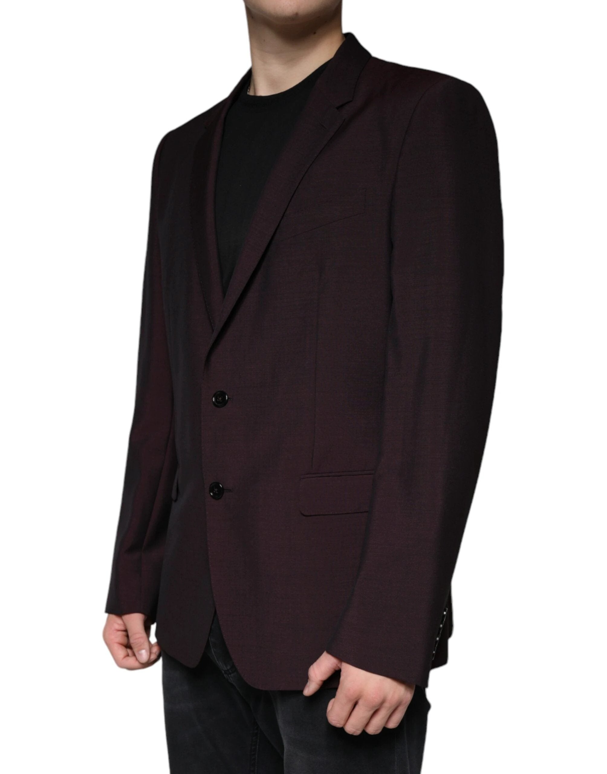 Dolce & Gabbana Bordeaux Wool Single Breasted Dress Blazer by Dolce & Gabbana