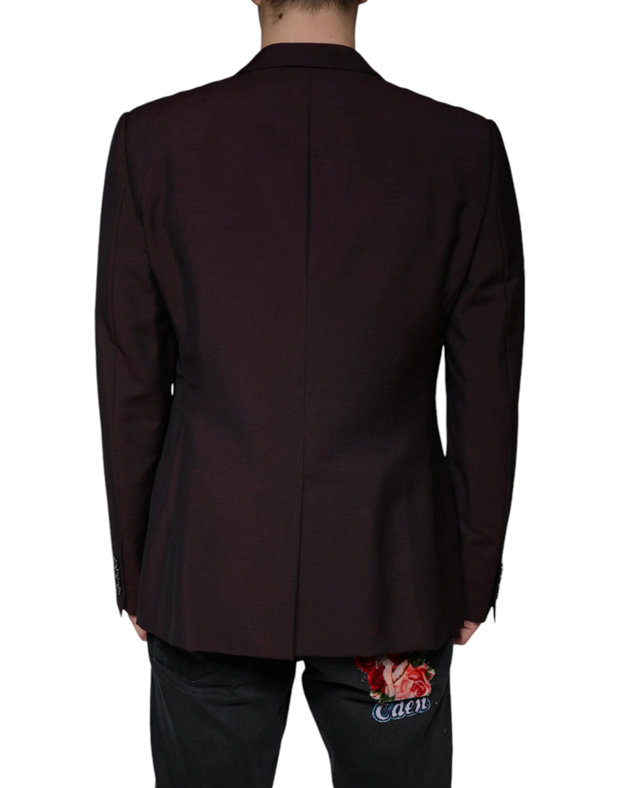 Dolce & Gabbana Bordeaux Wool Single Breasted Dress Blazer by Dolce & Gabbana